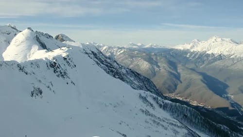 Snowy Mountains Landscape Aerial View