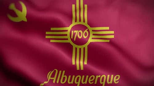 Waving City of Albuquerque Flag Loop Animation