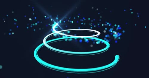 Animation der Worte Frohe Weihnachten und leuchtende Sterne des Weihnachtsbaums auf blauem Hintergrund