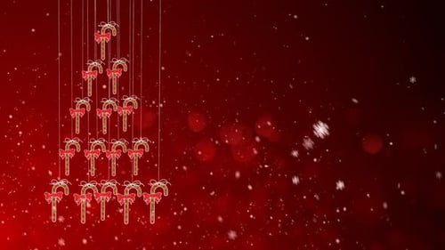 Animated Christmas Candy Cane Tree with Falling Snow