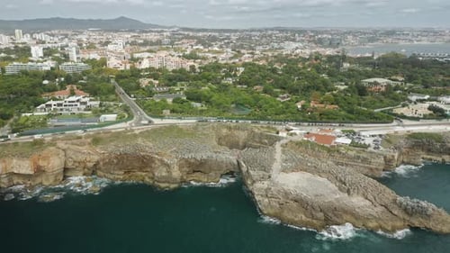 Charming Coast Washed with the Atlantic Ocean As Seen From Top