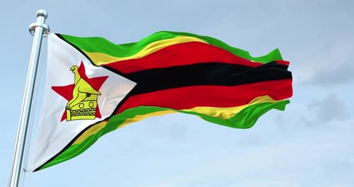 Realistic Zimbabwe National Flag Waving Seamless Loop