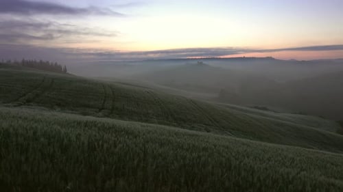 Tuscany Landscape at Sunrise in Italy