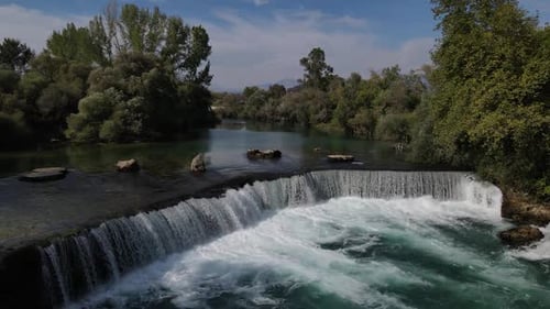 Aerial Drone Waterfall Flow