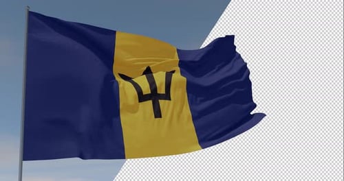 Waving Barbados Flag with Realistic Movement and Alpha