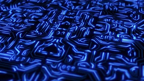 Animated Blue Circuit Board Technology Background Loop