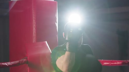 Male Boxer Practicing Punches in a Boxing Ring