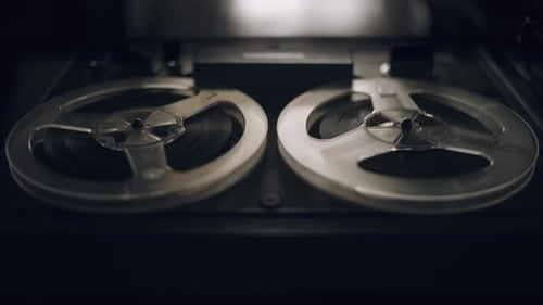 Vintage Reel-to-Reel Tape Recorder Spinning