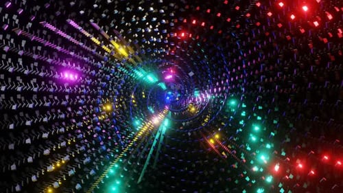 Abstract Geometric Tunnel with Colorful Pulsing Lights