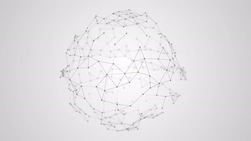 Linhas móveis, pontos e triângulos, globo, esfera, abstrato, ge