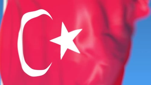 Waving 3D Turkish Flag Animation Loop