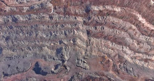 Rugged Aerial View of Open Pit Quarry