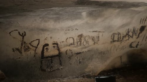 RABISHA, BULGARIA - OCTOBER 16, 2017 7000 years old prehistoric wall paintings of Magura