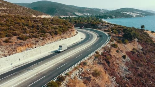 Scenic mountain road by the sea