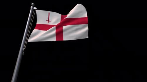 Waving Flag of the City of London on Black Background
