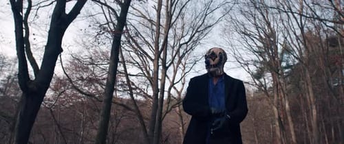 Masked Figure Stands Menacingly in a Wooded Area