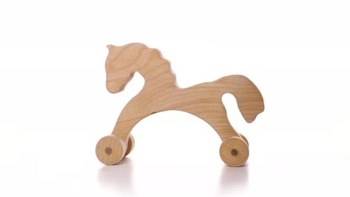 Toy Horse Spinning on White Background