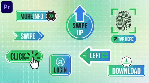 Swipe Up Tap Arrows UI Social Media Elements Interface MOGRT