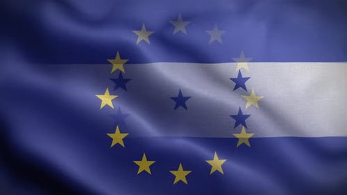 Waving Flag Animation with European Union Stars and White Stripe