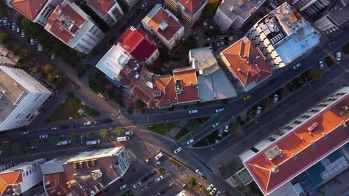 Aerial View of Traffic at Izmir City Turkey
