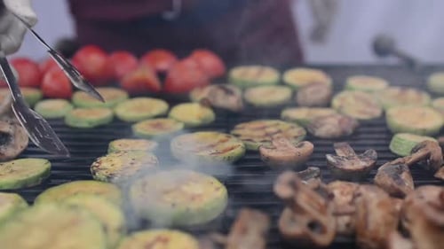 Grilled Vegetables Prepared on a Hot Barbeque