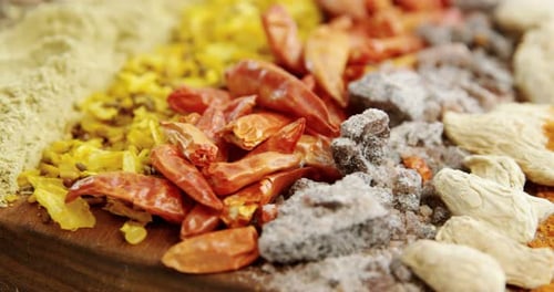 Various spices arranged in row 4k