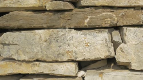 Abstract stone corridor slow panning 4K 2160p UHD footage - Stone wall araned close-up details 4K 38