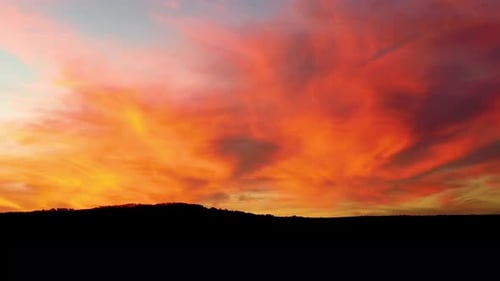 Sunset at farming landscape at countryside rural scenery.
