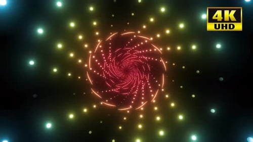 Abstract Hypnotic Neon Light Tunnel Loop Background
