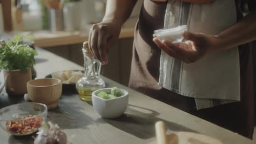 Chef Prepares Fresh Ingredients at Home