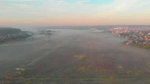 Fog Over The Field Aerial