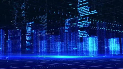 Holographic Smart City Wireframe Architecture