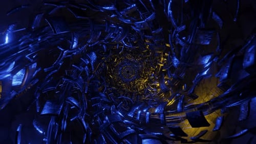 VJ-Schleife. Die Bewegung der Kamera im technologischen Tunnel..