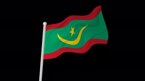 Waving Flag of Mauritania with Alpha Channel