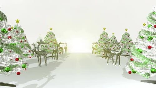 Animated Christmas Tree And Deer Festive Holiday Path