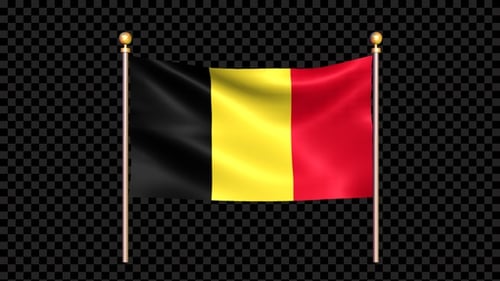 Waving Belgian National Flag on Pole Seamless Loop
