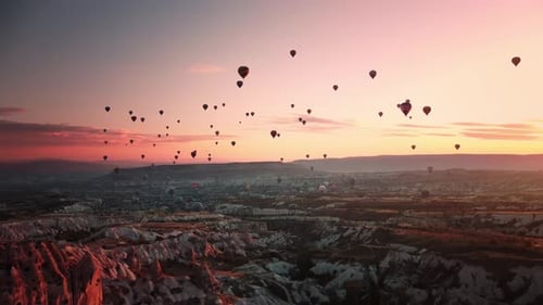 Hot Air Balloons Soaring Over Cappadocia at Sunrise
