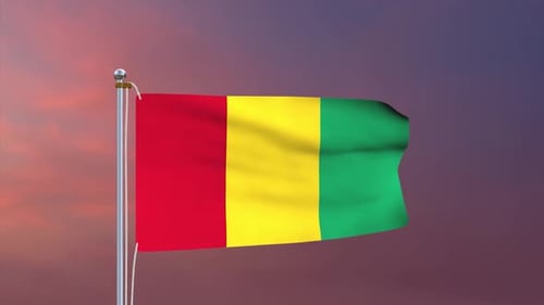 Realistic Waving Flag of Guinea Animation
