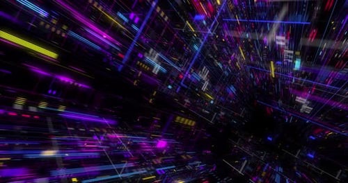 Seamless loop of abstract matrix hologram digital data flow.