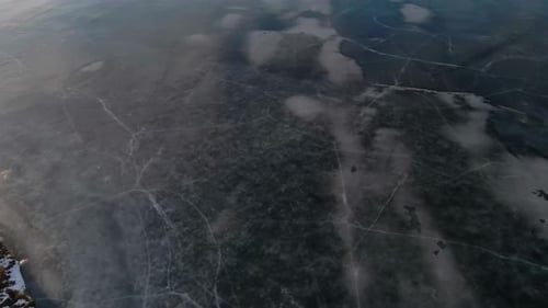 Drone Shot Of Lake Covered With Ice