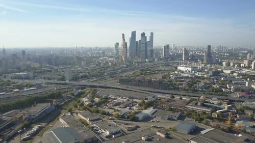 Aerial View of Moscow City Skyscrapers