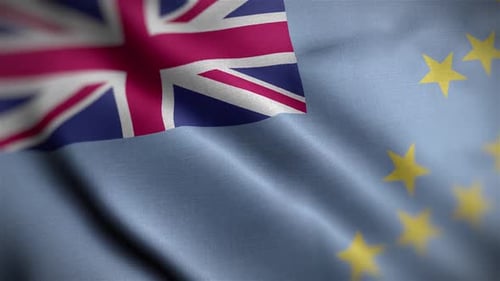 Realistic Tuvalu National Flag Waving Animation Loop