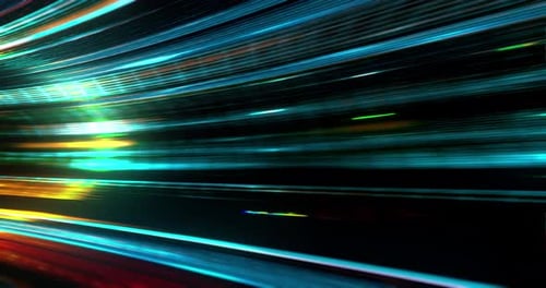 4K seamless loop flying into abstract tunnel, sci-fi space time warp.