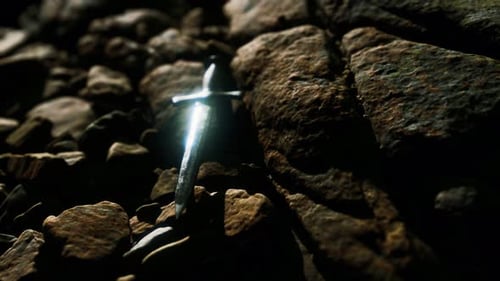 Old Dagger on the Rock at Sunset