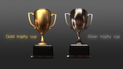 Animated 3D Gold and Silver Rotating Award Trophy Cup