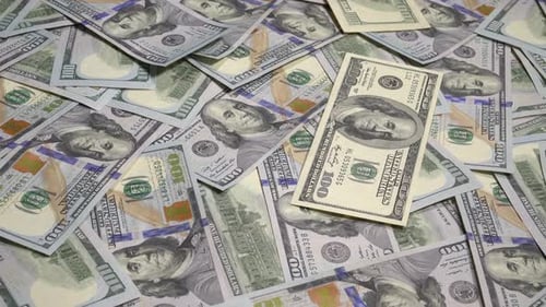 Pile of US Hundred Dollar Bills, Close Up