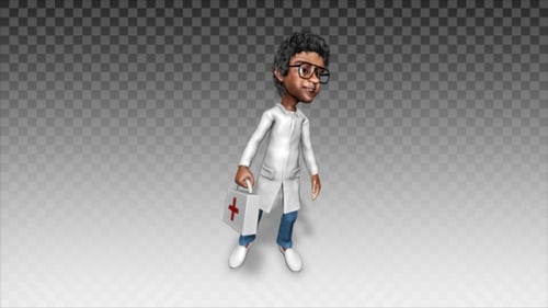 Animated Doctor Character Walking with First Aid Kit