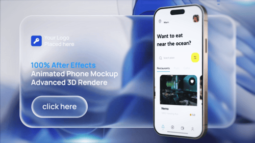 Animated Phone Mockup Pack – 10 Liquid Glass Scenes with Customizable Icons, Colors and UI Templates