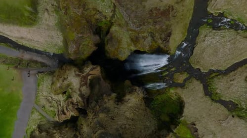 Aerial View of the Seljalandsfoss Located in the South Region in Iceland