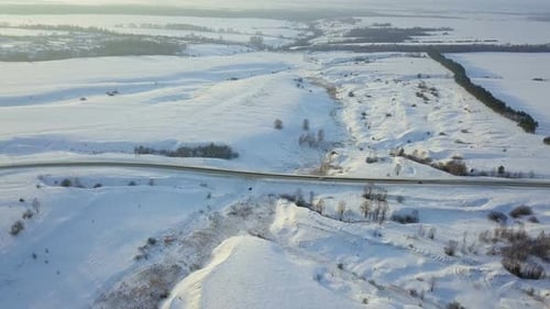 Winter Road And Hills